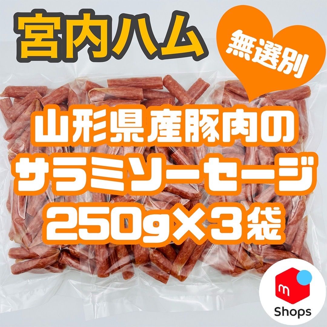 山形の味 宮内ハム ドライソーセージ サラミ250g×3袋 - 加工食品