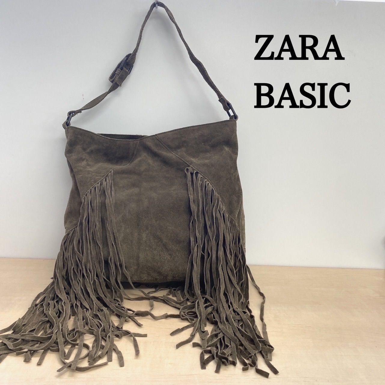 ZARA BASIC 牛革 フリンジレザー ハンドバッグ B197 - メルカリ