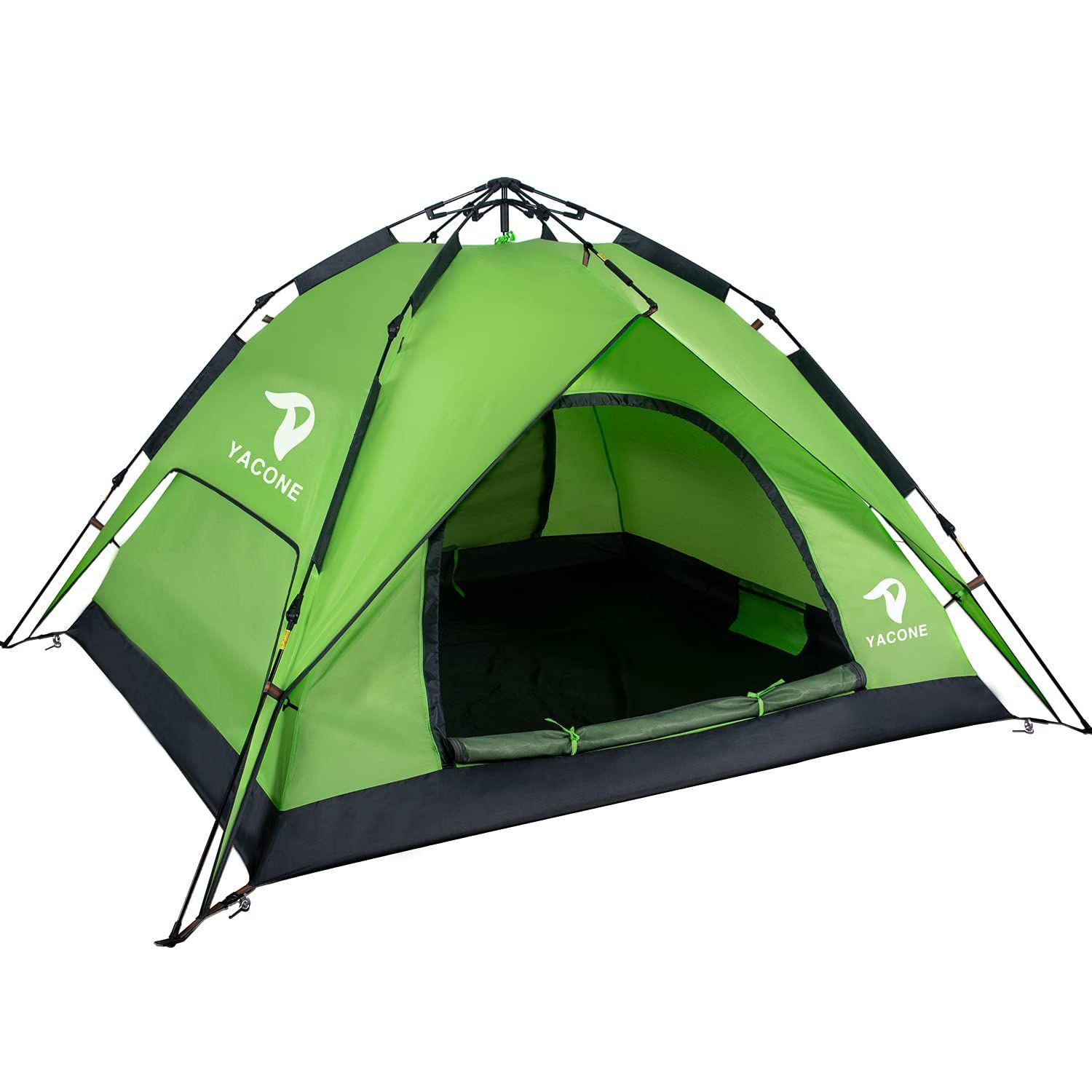 Color ライトグリーン YACONE テント ワンタッチテント 3～4人用 2WAY テント 二重層 設営簡単 uvカット加工 ワンタッチ キャンプ アウトドア 防風 防災用 耐水圧3000mm