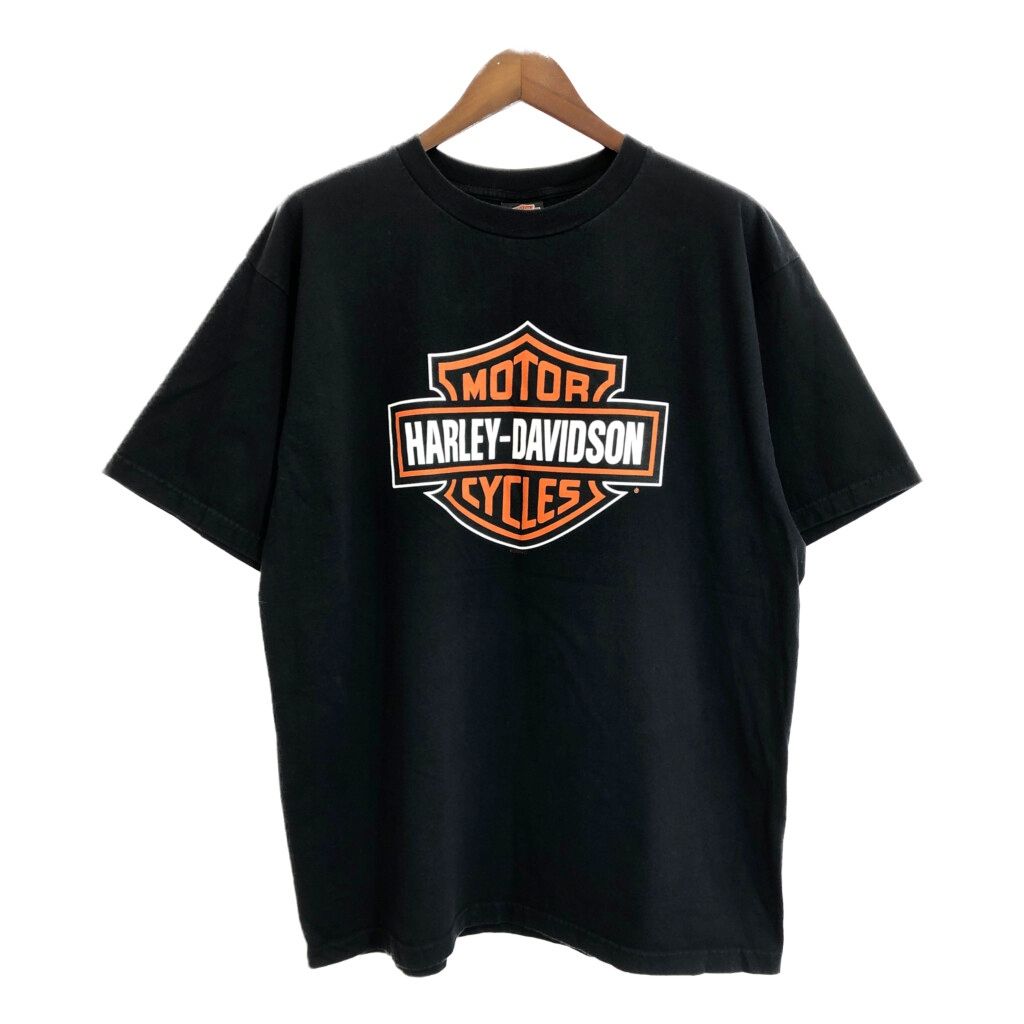 00年代 HARLEY DAVIDSON ハーレーダビッドソン 半袖Ｔシャツ モーターサイクル ブラック メンズ 2XL 古着 U2126