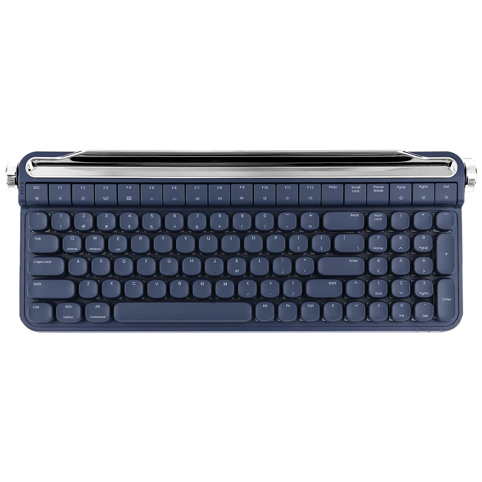 レトロ タイプライター キーボード 100キー デュアル接続モード ブルー レトロ タイプライター キーボード 100キー デュアル接続モード ブルー