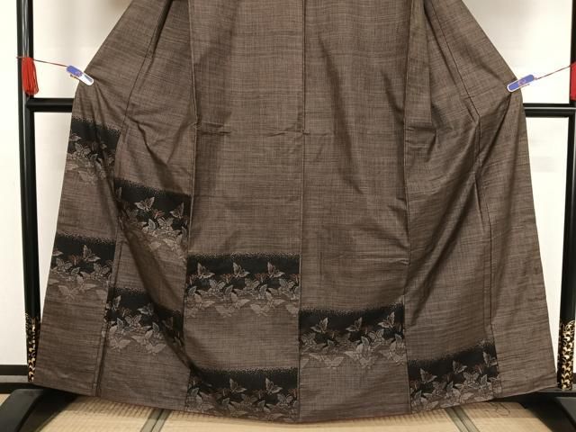 平和屋着物○本場大島紬 訪問着 一元7マルキ 舞蝶文 正絹 逸品