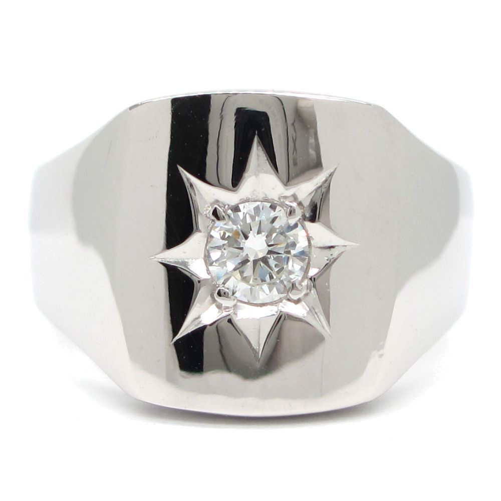 Pt850 プラチナ ダイヤモンド 0.24ct 指輪 ダイヤ 印台型 メンズ 仕上げ済 リング サイズ18号 質屋 4月誕生石