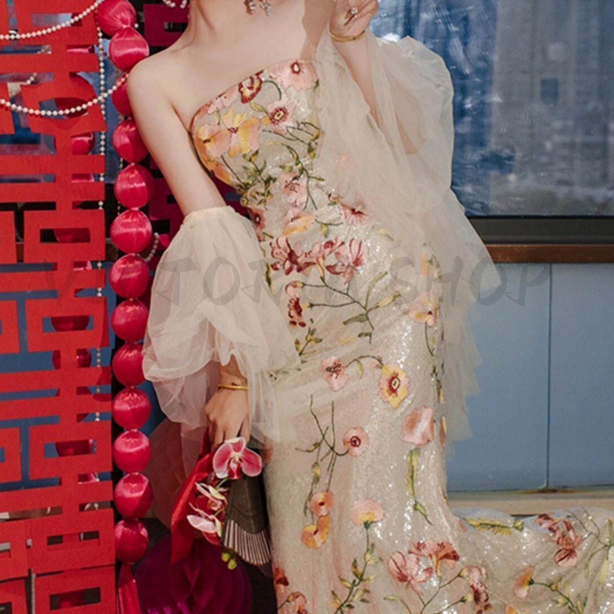 Retica レティカ ロングドレス　刺繍　ダスティピンク オケージョンドレス Retica レティカ ロングドレス 刺繍 ダスティピンク M ピンク系