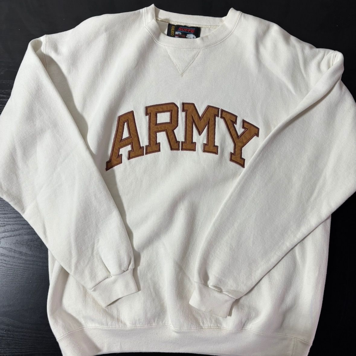 ✅️ USA製 SOFFE ビンテージ 1980-90年代 スウェット ARMY 古着】SOFFE(ソフィー)スウェット L 白 USA製 90年代 ARMY
