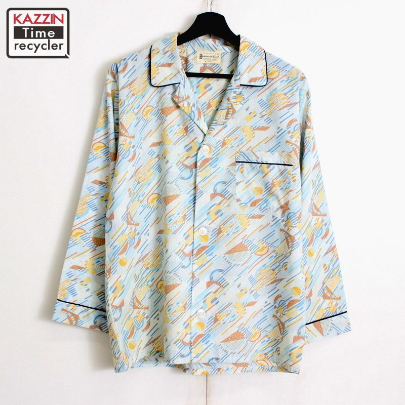 70s vintage 総柄 パジャマシャツ メンズ 表記Sサイズ
