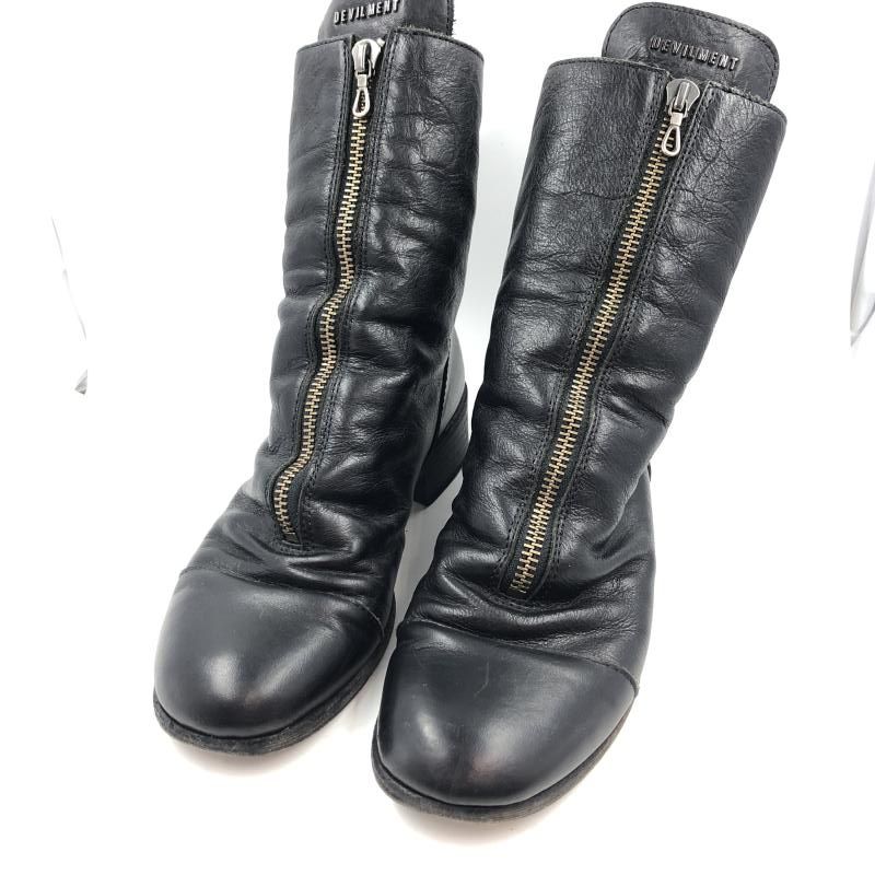MOONAGE DEVILMENT フロントジップブーツ ブラック size 25.5cm ムーンエイジ デビルメント 日本製 24