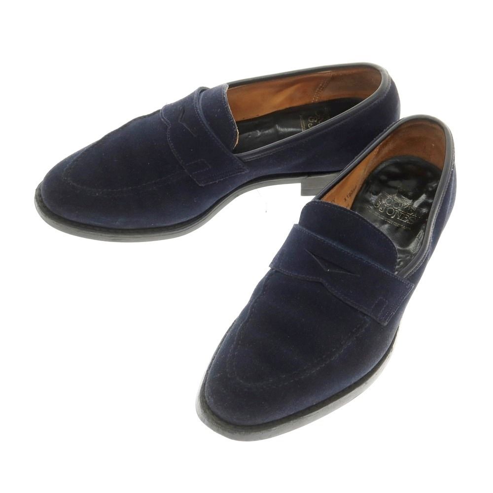 クロケットアンドジョーンズ CROCKETT-JONES SYDNEY スエード コインローファー ネイビー サイズ6 E メンズ