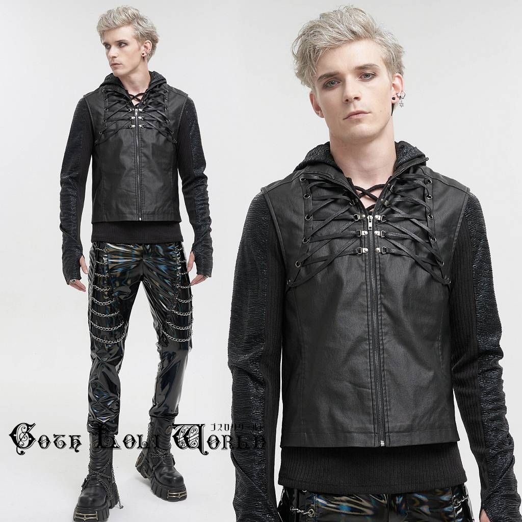 ベスト メンズ 無地 フード付き ゴシック モード 系 ファッション 服