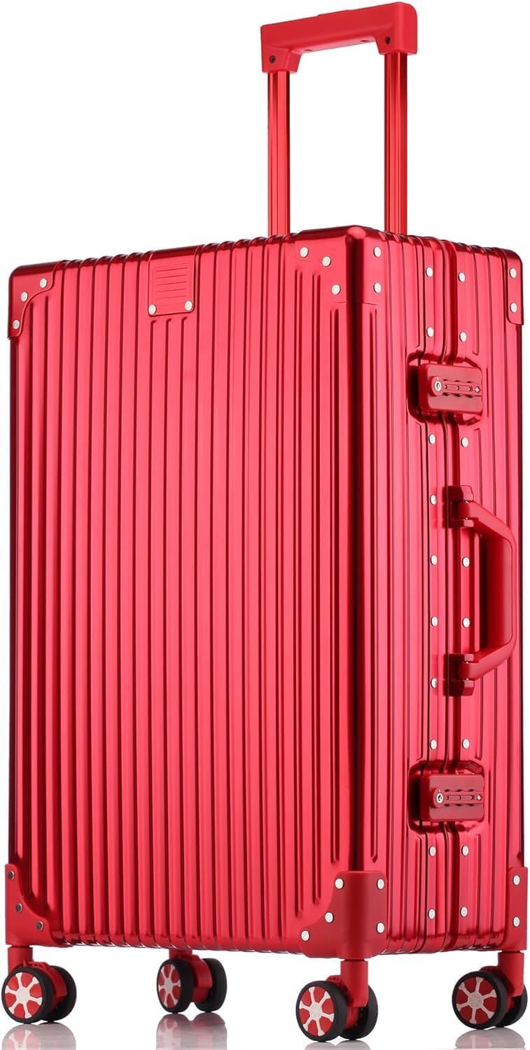 Size Sサイズ|1-3泊|35L|機内持込_Color レッド LNMLAN スーツケース アルミ マグネシウム合金ボディ キャリーケース 機内持込 キャリーバッグ TSAロック付き 頑丈 軽量 静音 大容量 ビジネス 旅行出張1805 レッド S