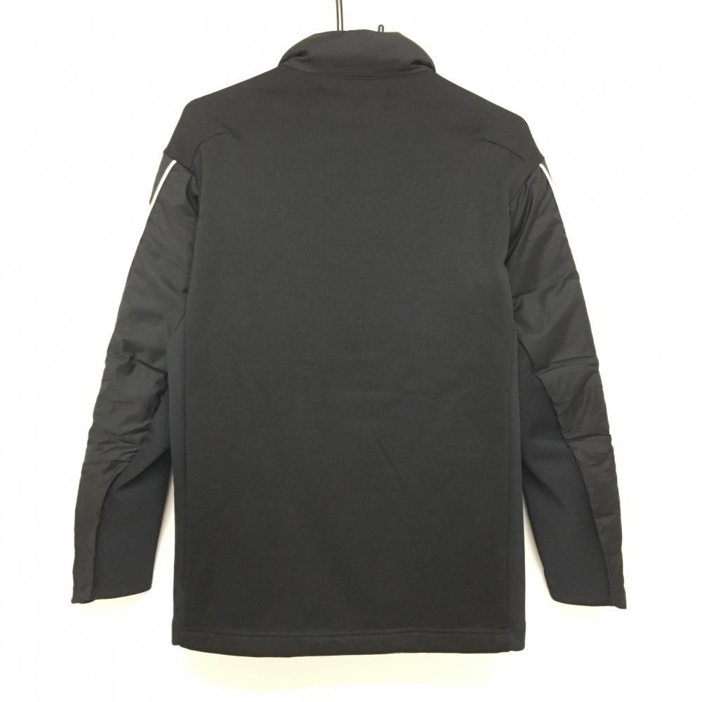 リュクスエイケイエムプラス 中綿ジャケット 黒×シルバー 一部中綿 袖ロゴ メンズ M ゴルフウェア LUXEAKMPLUS