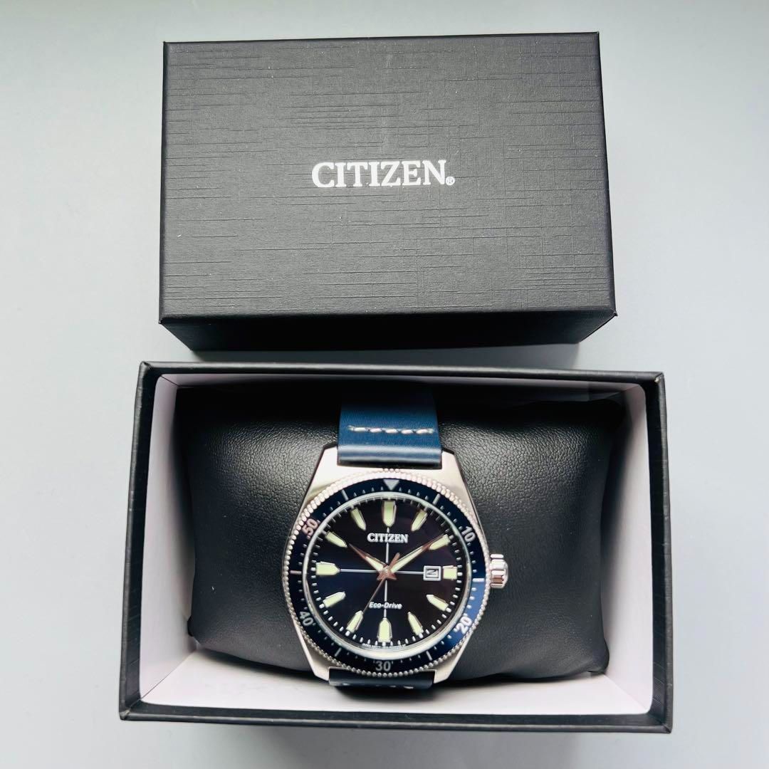 CITIZEN シチズン 腕時計 新品 展示品 エコドライブ 電池不要 メンズ ブルーダイヤル 43mm 日本未発売 海外限定モデル レザーバンド  メルカリShops