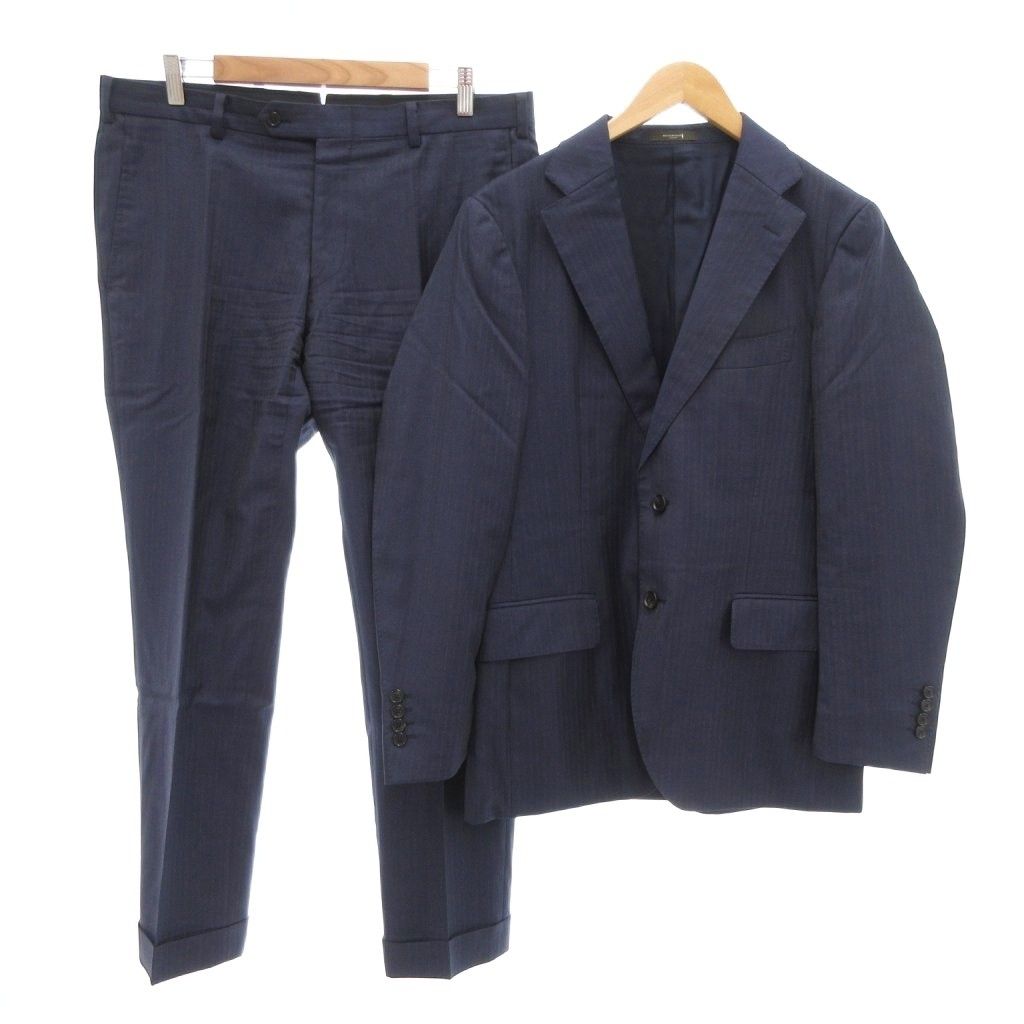 マッキントッシュ ロンドン MACKINTOSH LONDON NEW BRIDGE スーツ テーラードジャケット パンツ 2B 総裏地 シャドーストライプ 38L 紺 ネイビー |UO