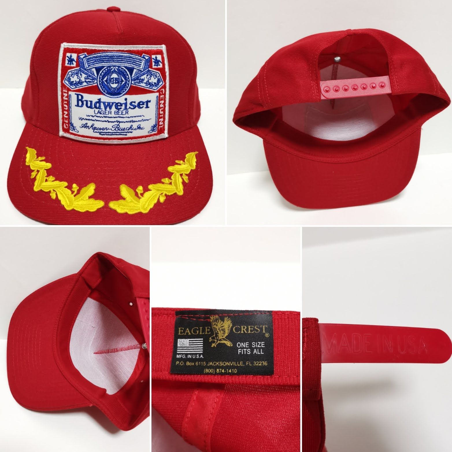メンズ 90s USA製デッドストック Budweiser 刺繍 トラッカーキャップ 赤