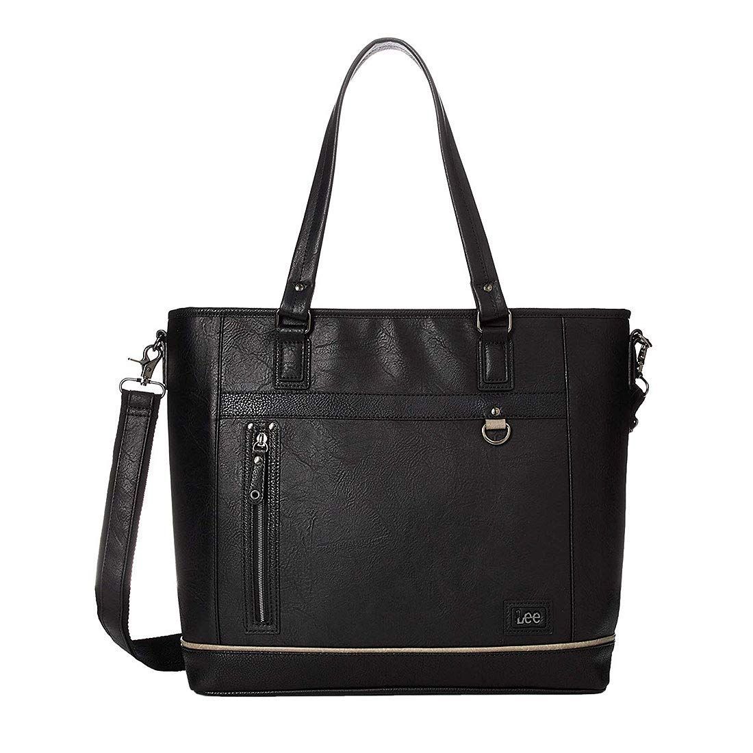 リー ショルダーバッグ アンティークレザー調合皮 2WAY マチ拡張 クラッチバッグ サコッシュ ブラック 在庫セール[リー] トートバッグ アンティークレザー調合皮 2WAY