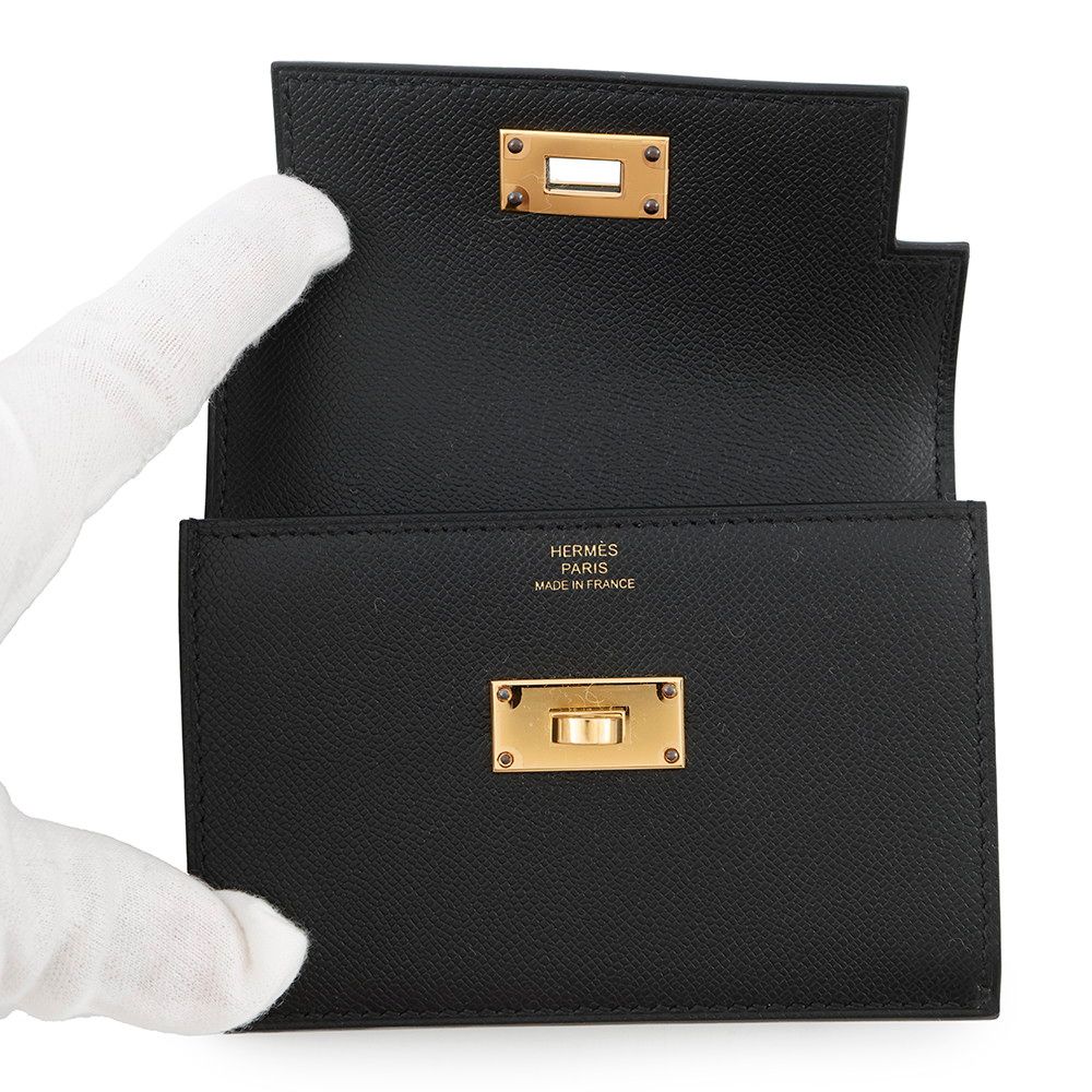 エルメス コインケース ケリーポケット スリム ブラック/ゴールド金具