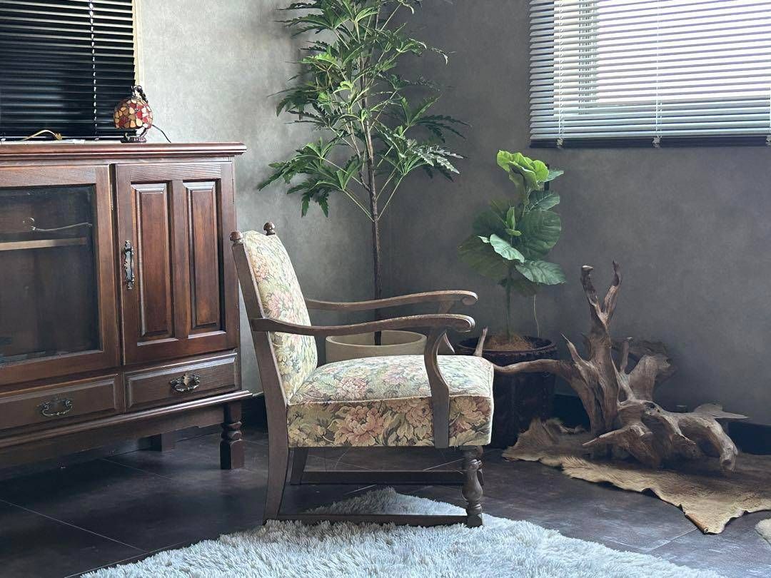 ヴィンテージ アンティーク アームチェア ろくろ調 ソファ ゴブラン