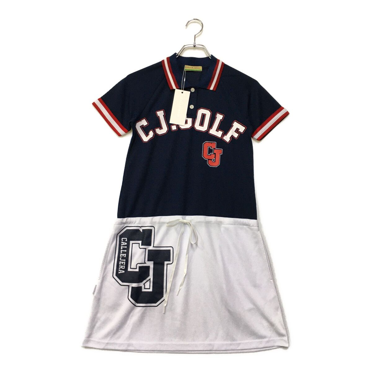 未使用品 レディース カジェヘラ CALLEJERA ワンピース 0 紺×白 ネイビー 半袖