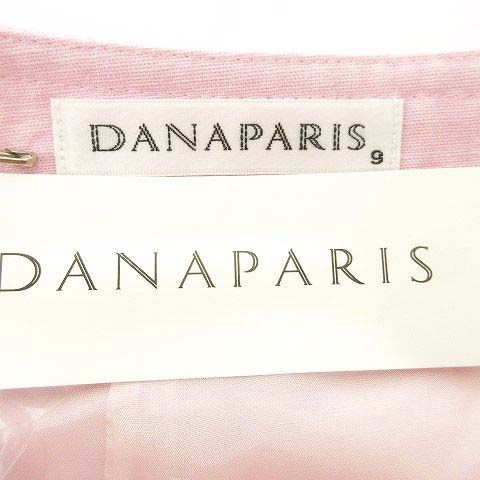 ダナパリ DANAPARIS タグ付き フレア スカート リネン混 9 ピンク