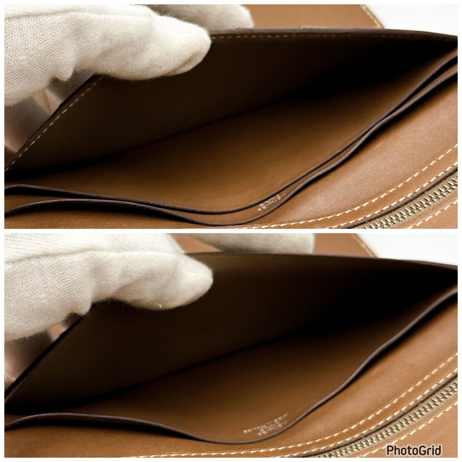 エルメス ベアン デュプリ 三つ折り 財布 ブラウン シルバー金具 ⬜︎L