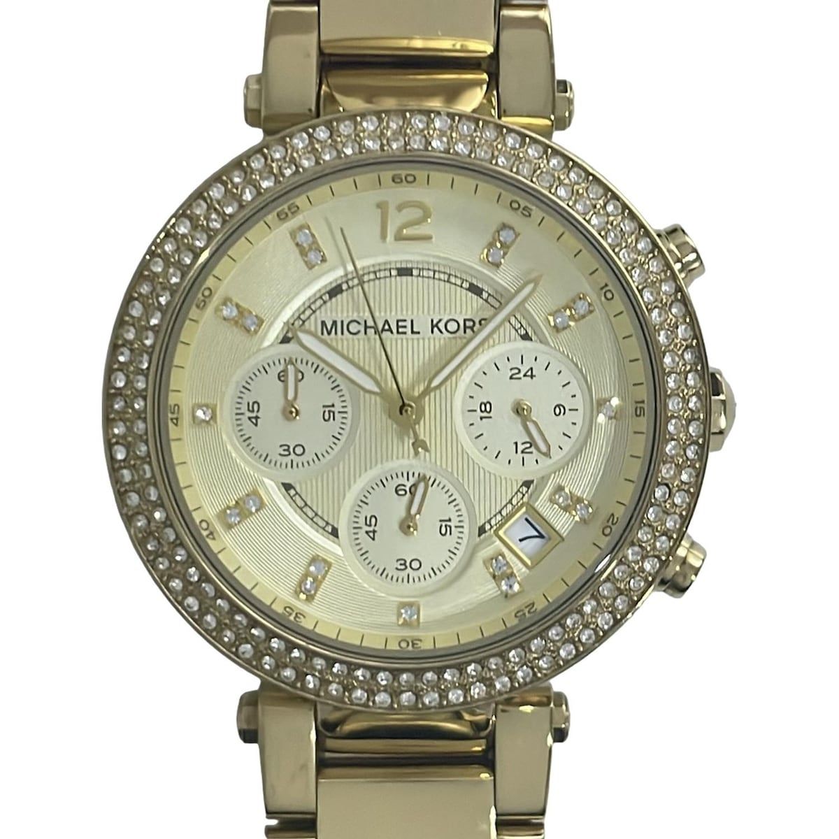 MICHAEL KORS マイケルコース 腕時計 - MK-5354 レディース クロノグラフ|ラインストーンベゼル アイボリー