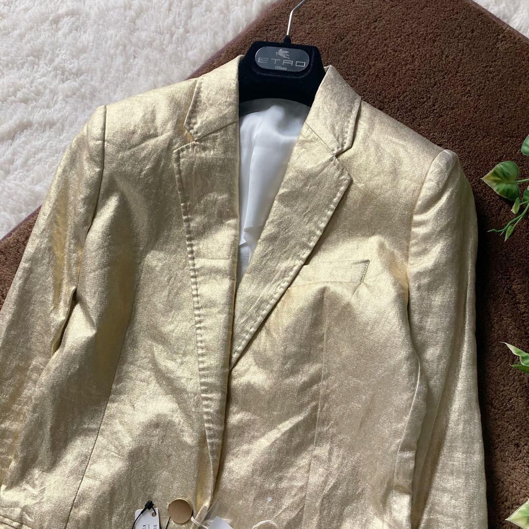 タグ付き 定価11万 アクネストゥディオス ゴールド リネンテーラードジャケット Acne Studios 32サイズ レディース
