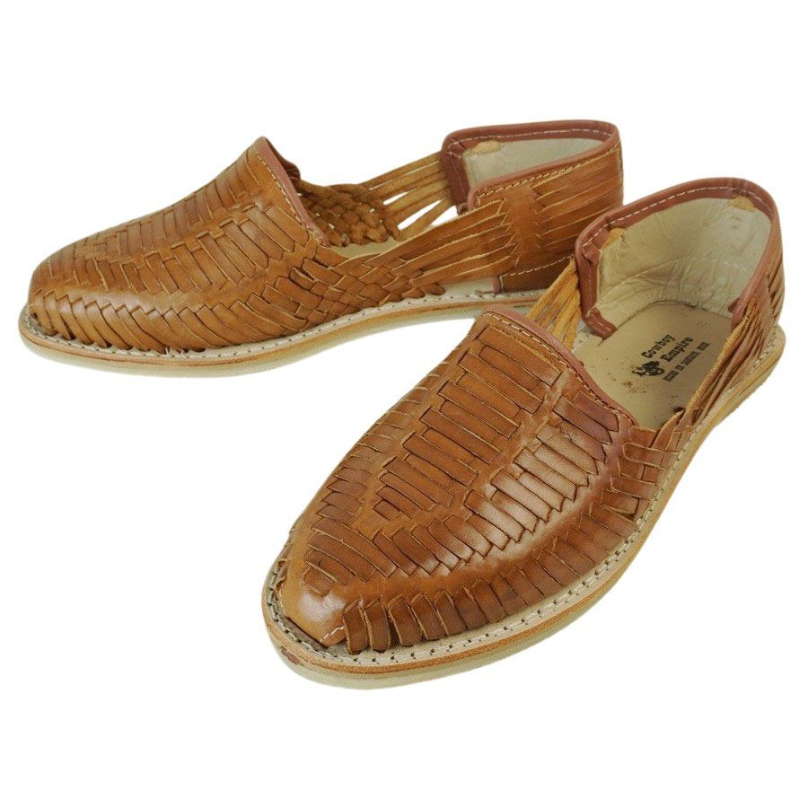 メンズ シューズ MADE IN MEXICO HUARACHE SHOES メキシコ製 ワラチシューズ メキシカンサンダル CAMEL(キャメル) レザー本革 ハンドメイド 手縫い 編み込み ハラチ グルカサンダル