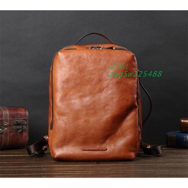 ☆新品☆ ヌメ革 ビジネスリュック 。 デイバッグ メンズバッグ 大容量