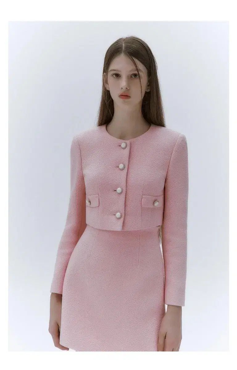 イヴァナヘルシンキ マリアンヌ marianne ピンク ツイード セット クロップドジャケット スカート
