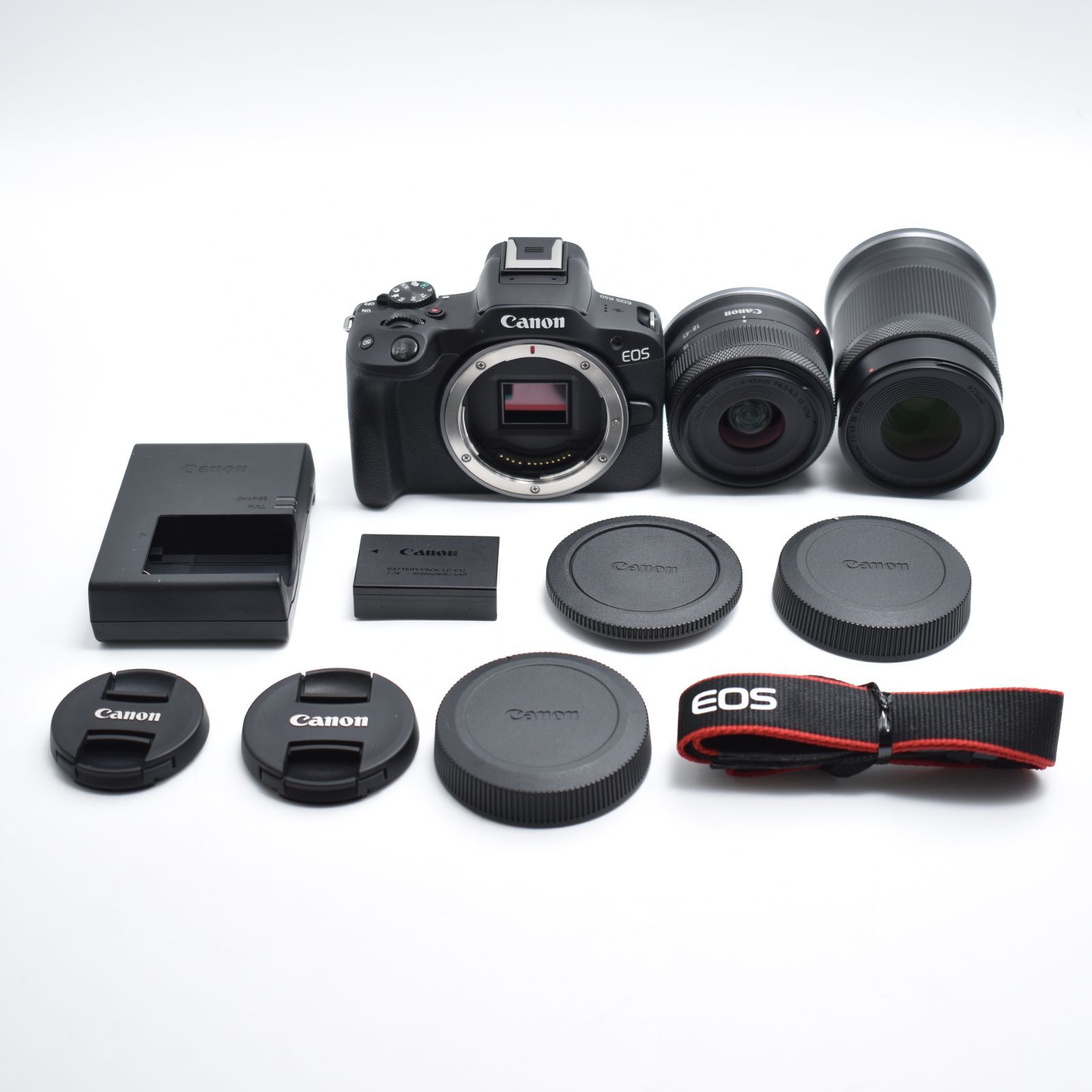 B 9769 Canon ミラーレス一眼カメラ EOS R50 ダブルズームキット RF-S18-45 RF-S55-210 ブラック|APS-C|約375g EOSR50BK-WZK