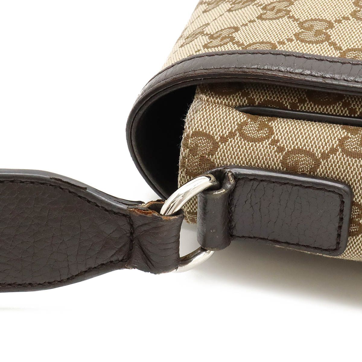 GUCCI グッチ GGキャンバス ショルダーバッグ 斜め掛け レザー カーキ 