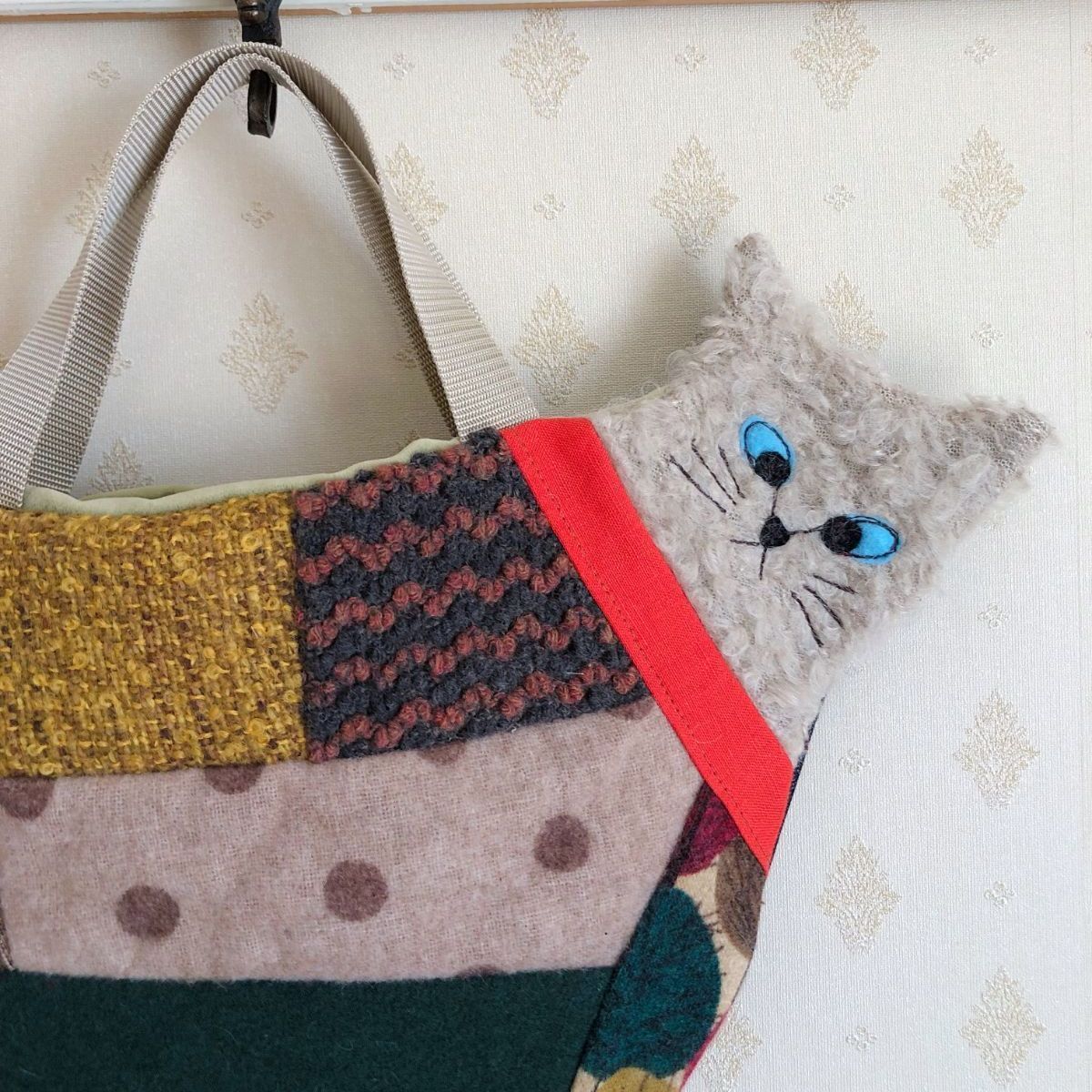 ねこ カラフルパッチワーク トートバッグ ハンドメイド - メルカリ