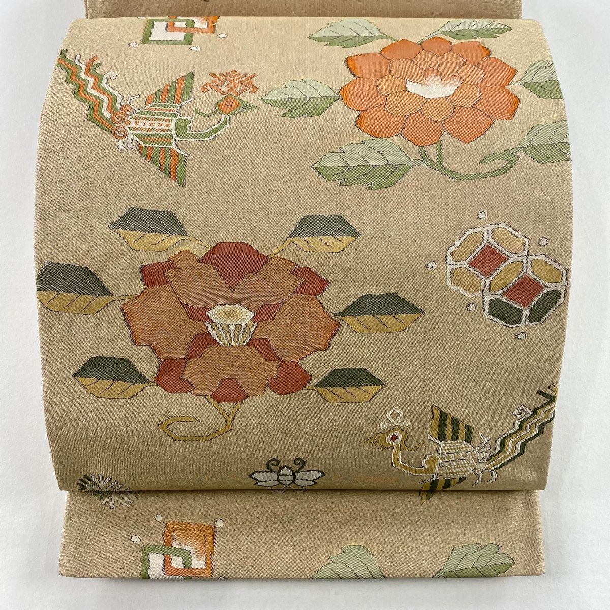 袋帯 美品 秀品 草花 鳥 金糸 ベージュ 六通 正絹 【中古】 - メルカリ