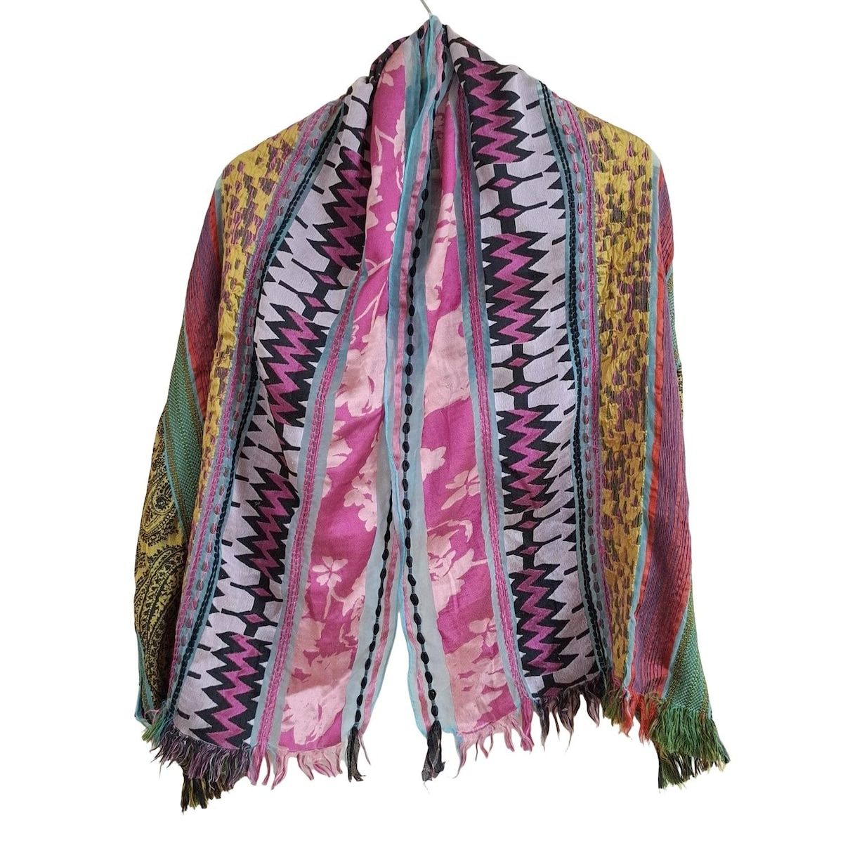 ETRO エトロ ストール ショール - ライトパープル×カーキ×マルチ 花柄|ペイズリー柄 コットン シルク