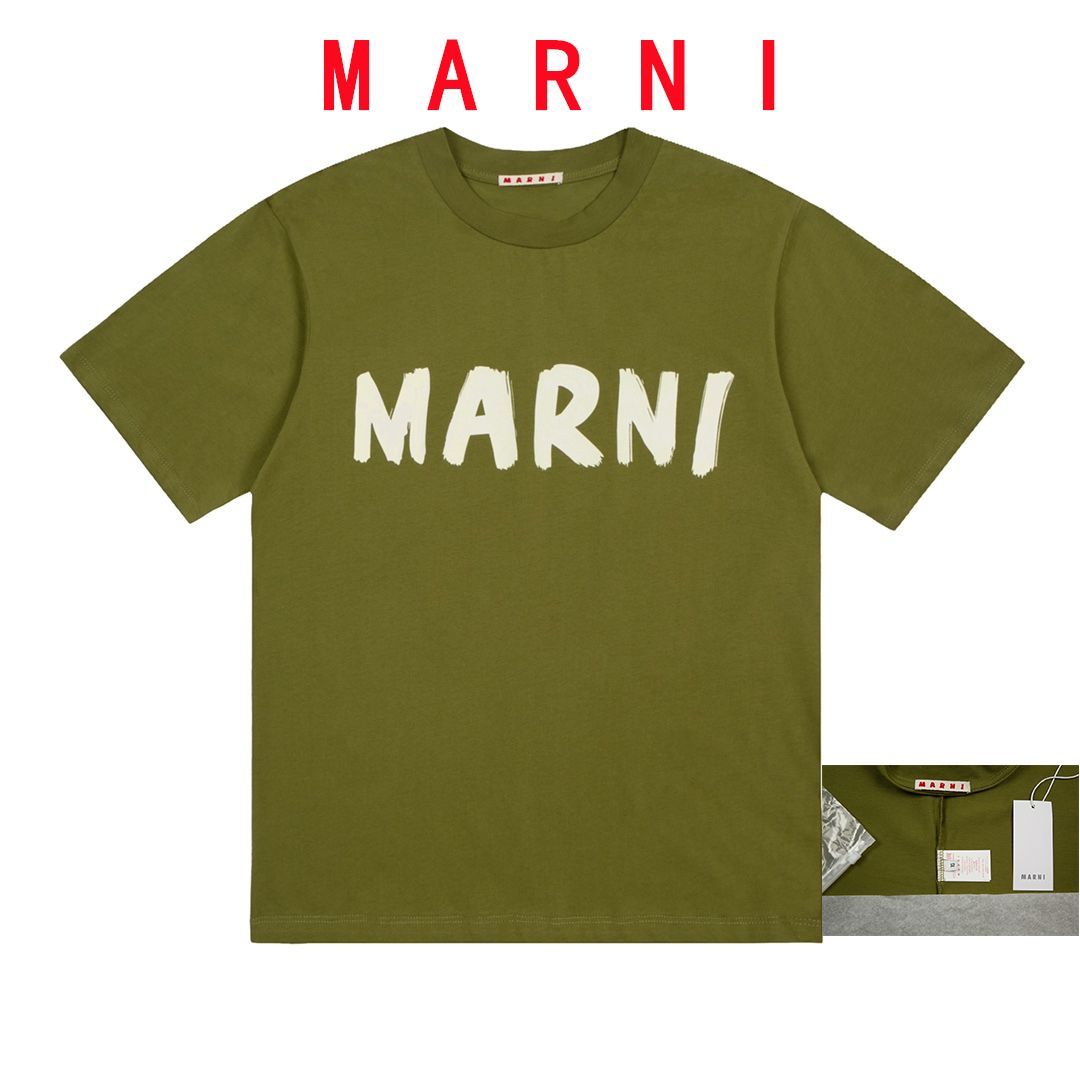 MARNI マルニ クラシックなスタイル 半袖 カジュアル Tシャツ グリーン ...