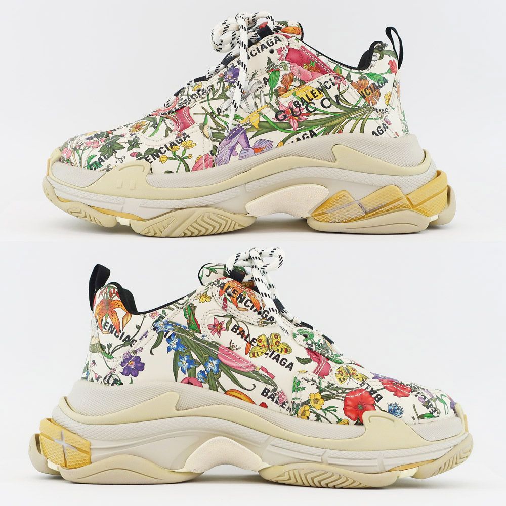 天白 GUCCI グッチ ×バレンシアガ ハッカープロジェクト トリプルS フローラプリント 表記サイズ41 日本サイズ27cm 681068 スニーカー メンズ 靴