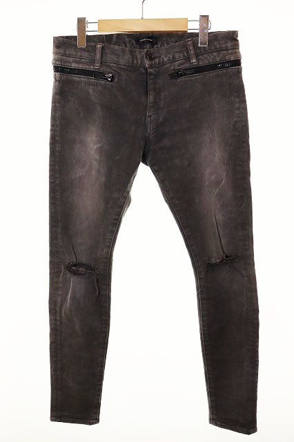 アンダーカバーイズム UNDERCOVERISM RIPPED KNEE ZIPPER DENIM PANTS GREY SIZE 3 M4507 ダメージ ジップ デニム パンツ グレー 【ブランド古着ベクトル】【中古】250314
