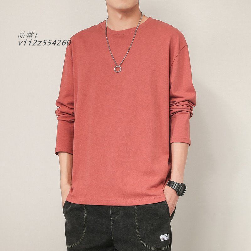 メンズ 長袖 Tシャツ 秋服 カットソー 丸襟 シルエット 無地 無地 快適 大きいサイズ ながそで ゆったり ファッション 服 軽い トップス メンズ 柔らかい  vii2z554260