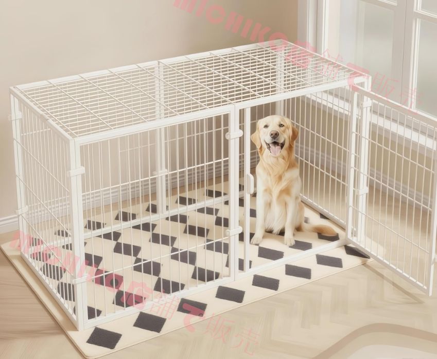 犬 ゲージ ペットフェンス ペットサークル 140長さ x 70幅 x 80.5高さ cm 屋根面付き 2つのドア ? レイアウト自由 自立 ケージ ドッグサークル 脱走防止 組立簡単 小型犬 中型犬 大型犬 DIY 室内外兼用 ホワイト