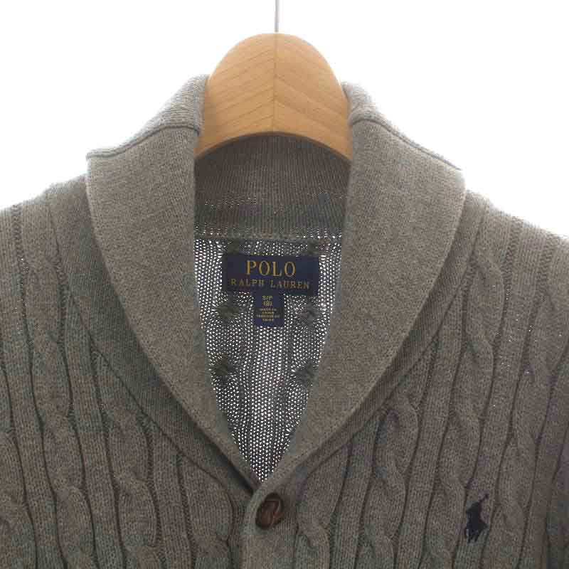 ポロ ラルフローレン POLO RALPH LAUREN ニットカーディガン ケーブル 長袖 ショールカラー ロゴ刺繍 S 8 140 グレー  /NW1 □BM - メルカリ