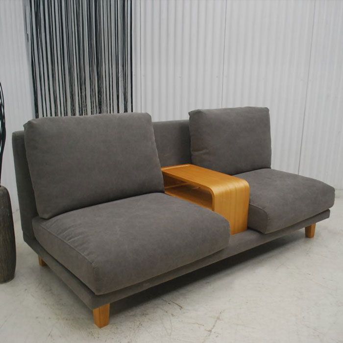 アウトレット 現品限り 一部送料無料 大 展示品 キャンパス生地 ソファー ブラウン 中央テーブル付き 241011-3pソファー