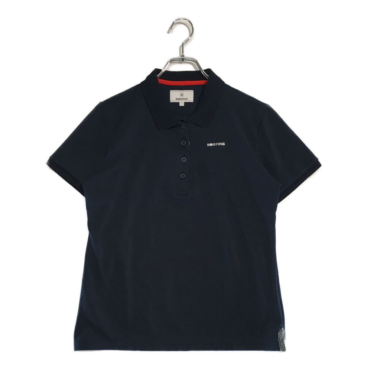 値下　BRIEFING ネイビー ポロシャツ レディースLサイズ　美品 25SS】WOMEN カラーブロックルーズフィットポロシャツ ネイビー