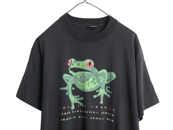 90s USA製 カエル イラスト プリント Tシャツ メンズ XL 古着