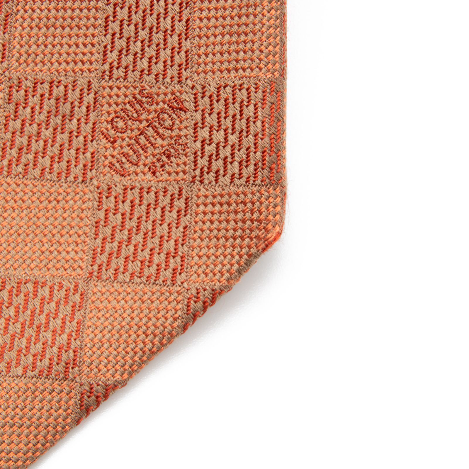 美品　LVルイヴィトン　ネクタイ　オレンジ　ダミエ柄　シルクジャガード LOUIS VUITTON 未使用品 ルイ・ヴィトン ネクタイ DIAMONDS V