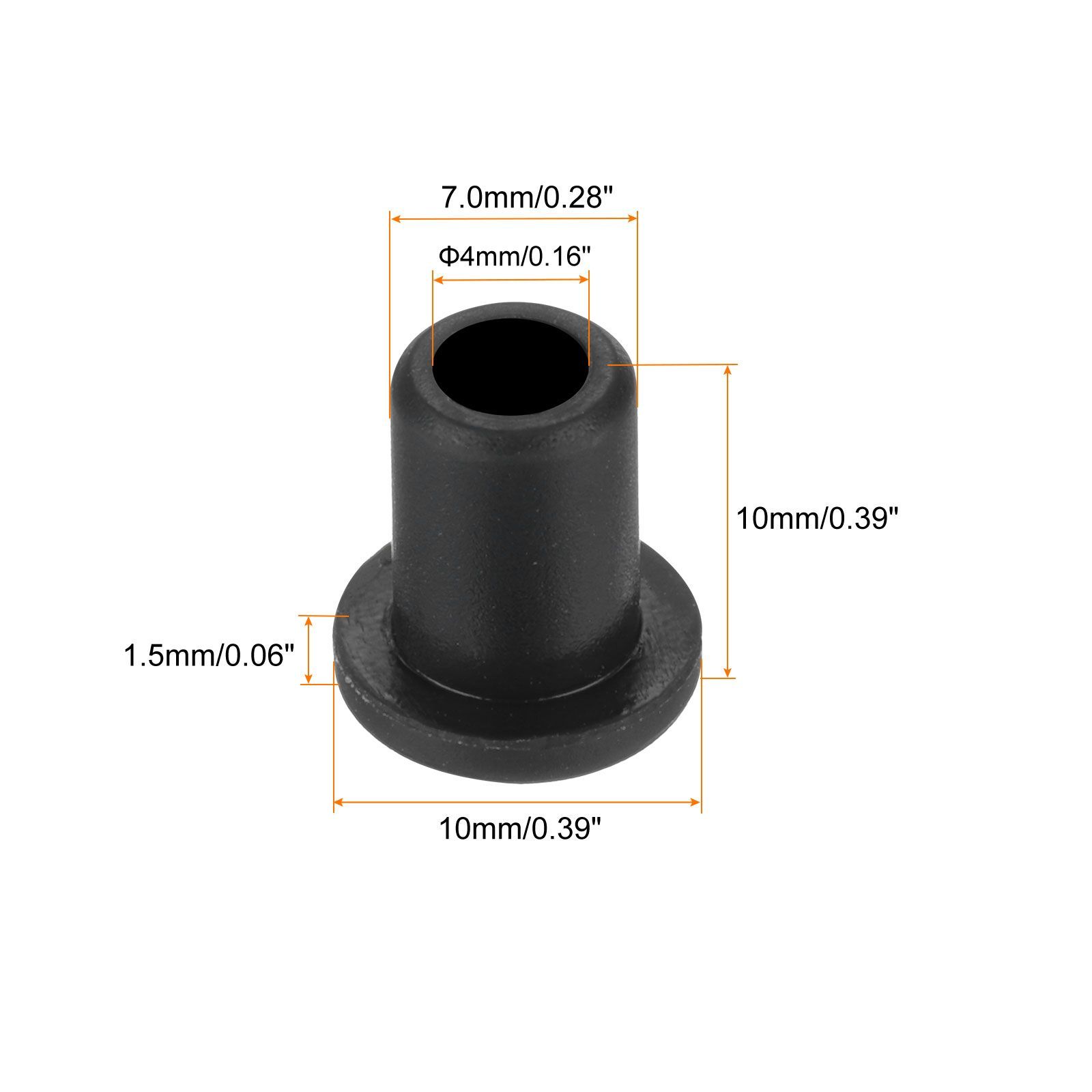 uxcell 50個T字形ゴムグロメットマウント直径7.0mm ID 4mm 高さ