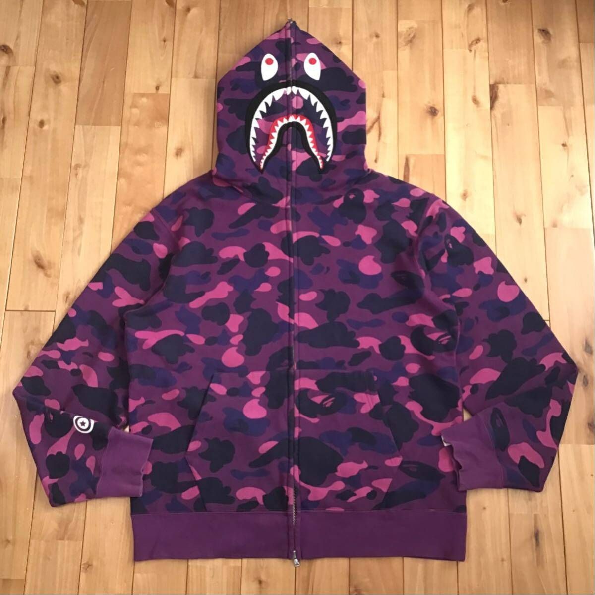 BAPE ピンク迷彩 シャークフード パーカーエイプ フーディ