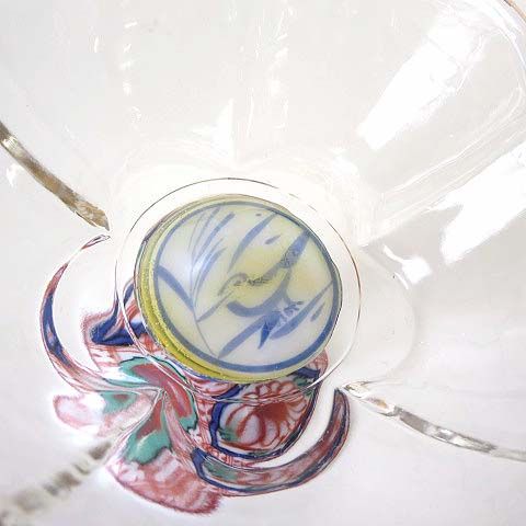 三洋陶器 龍峰窯 つみき 赤絵花鳥 ガラスデザートカップ 鉢揃 高台小鉢