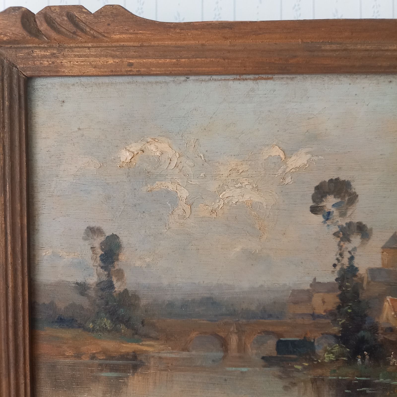 【驚きの低価格】 フランス アンティーク絵画 風景画 油絵 最新