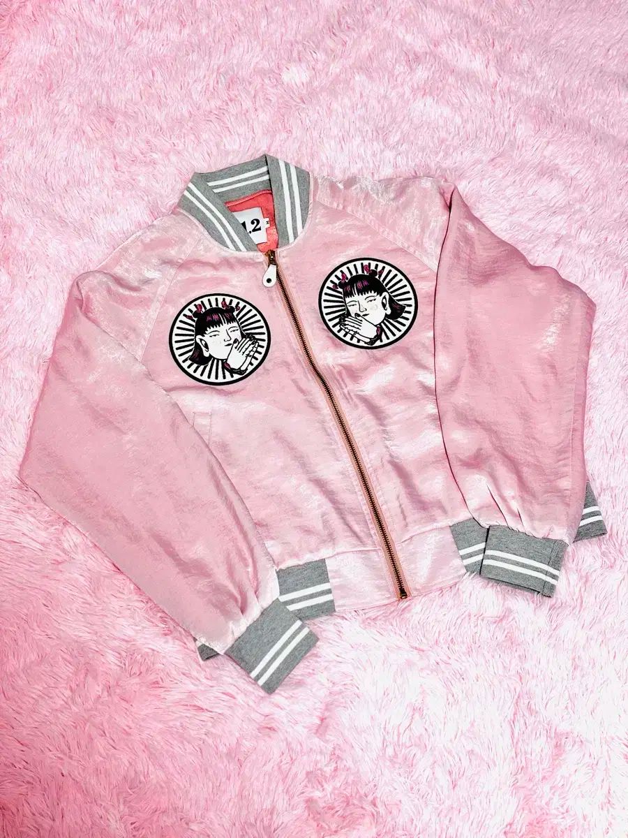 91 2 구일이 シルキー ツアーベルベット ピンク カラー ブルゾン M