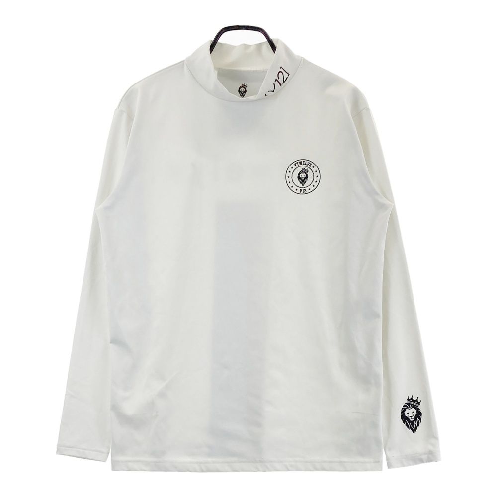 サイズ：L V12 ヴィトゥエルヴ  裏起毛ハイネック長袖Tシャツ  ホワイト系 [240101481239] ゴルフウェア メンズ ストスト サイズ：L V12 ヴィトゥエルヴ 裏起毛ハイネック長袖Tシャツ